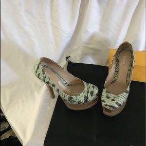 Fendi Snackeskin Green Double Platform Size6